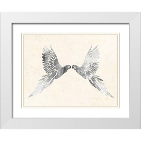Silver Parrot White Modern Wood Framed Art Print with Double Matting by Grey, Jace