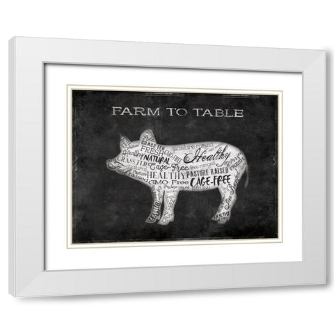 Farm To Table Pig White Modern Wood Framed Art Print with Double Matting by Grey, Jace