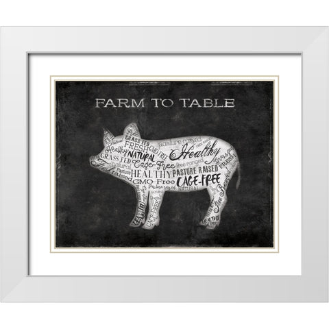 Farm To Table Pig White Modern Wood Framed Art Print with Double Matting by Grey, Jace