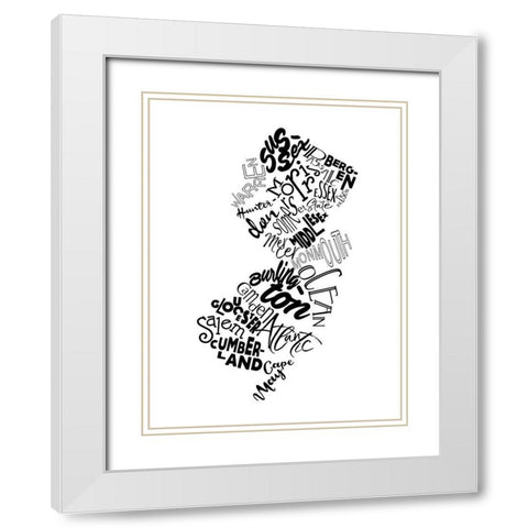 New Jersey White Modern Wood Framed Art Print with Double Matting by Grey, Jace