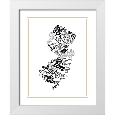 New Jersey White Modern Wood Framed Art Print with Double Matting by Grey, Jace