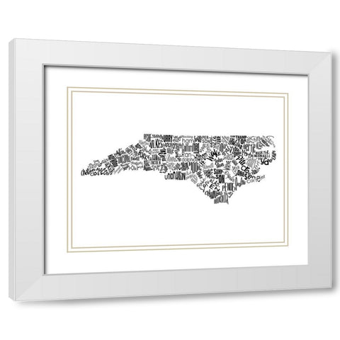 North Carolina White Modern Wood Framed Art Print with Double Matting by Grey, Jace