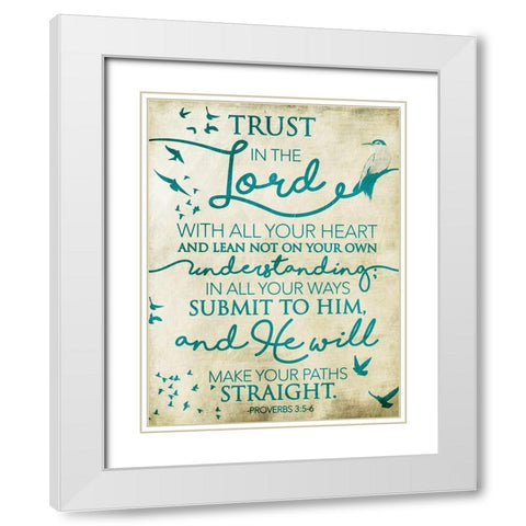 Trust Lord Birds White Modern Wood Framed Art Print with Double Matting by Grey, Jace