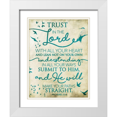 Trust Lord Birds White Modern Wood Framed Art Print with Double Matting by Grey, Jace