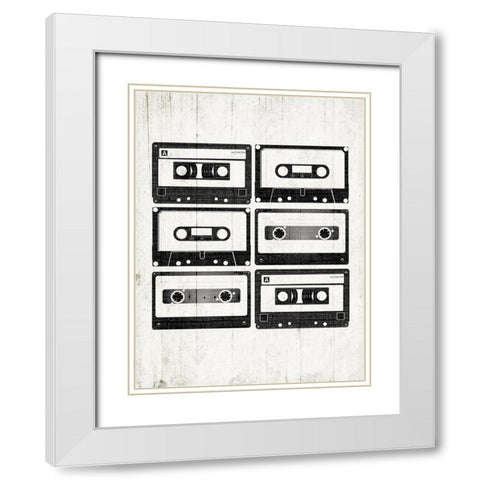 Tapes On Deck White Modern Wood Framed Art Print with Double Matting by Grey, Jace