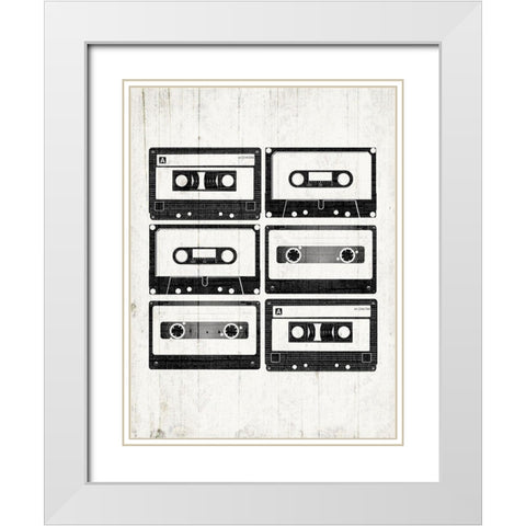 Tapes On Deck White Modern Wood Framed Art Print with Double Matting by Grey, Jace
