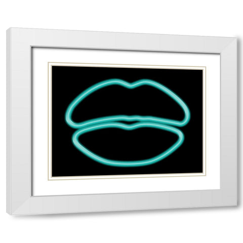Glow Lips White Modern Wood Framed Art Print with Double Matting by Grey, Jace