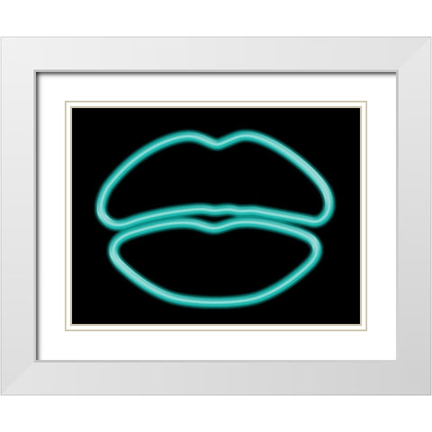 Glow Lips White Modern Wood Framed Art Print with Double Matting by Grey, Jace