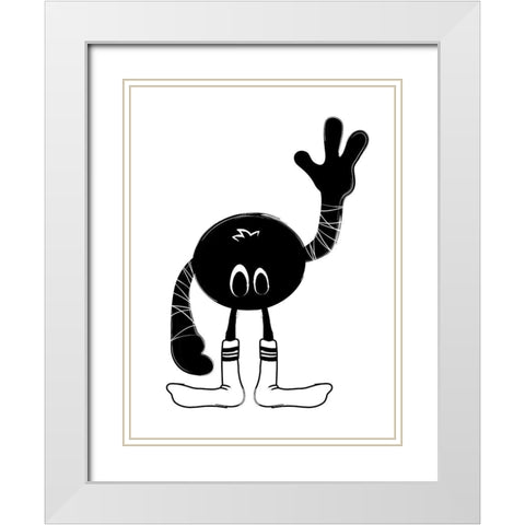 Hello Monster White Modern Wood Framed Art Print with Double Matting by Grey, Jace