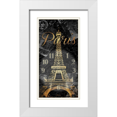 Paris Eiffel Time White Modern Wood Framed Art Print with Double Matting by Grey, Jace