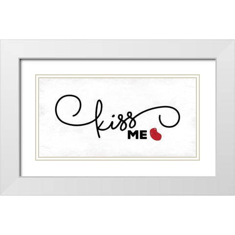 Kiss Me White Modern Wood Framed Art Print with Double Matting by Grey, Jace