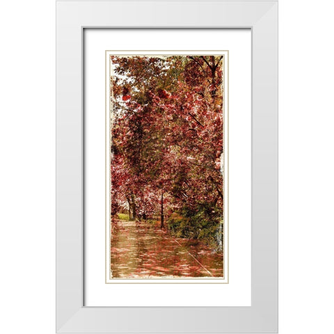 Ny Fall Trees Mate White Modern Wood Framed Art Print with Double Matting by Grey, Jace
