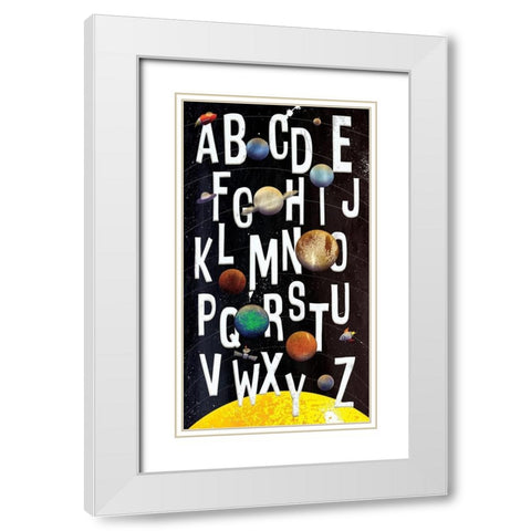 ABC Galaxy White Modern Wood Framed Art Print with Double Matting by Grey, Jace