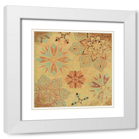 Suzani White Modern Wood Framed Art Print with Double Matting by Grey, Jace