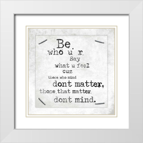 Stapled Quotes White Modern Wood Framed Art Print with Double Matting by Grey, Jace