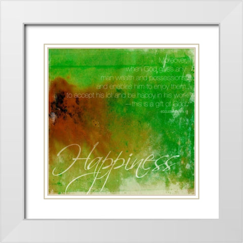 Happiness White Modern Wood Framed Art Print with Double Matting by Grey, Jace