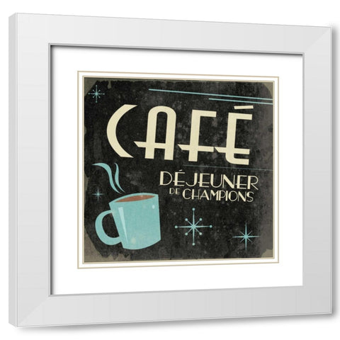 Coffee in French A2 White Modern Wood Framed Art Print with Double Matting by Grey, Jace