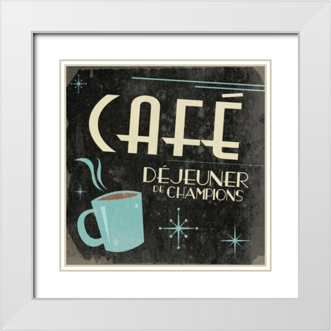 Coffee in French A2 White Modern Wood Framed Art Print with Double Matting by Grey, Jace