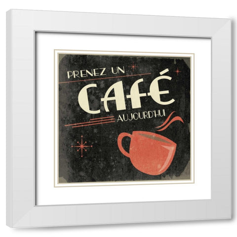 Coffee in French B2 White Modern Wood Framed Art Print with Double Matting by Grey, Jace