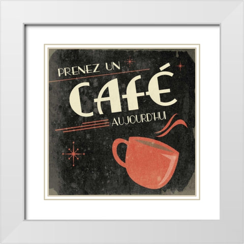 Coffee in French B2 White Modern Wood Framed Art Print with Double Matting by Grey, Jace