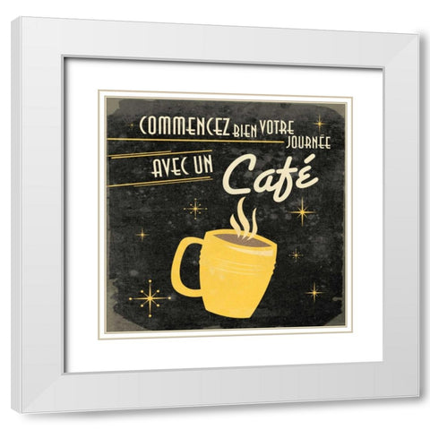 Coffee in French G2 White Modern Wood Framed Art Print with Double Matting by Grey, Jace