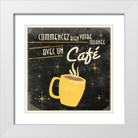 Coffee in French G2 White Modern Wood Framed Art Print with Double Matting by Grey, Jace