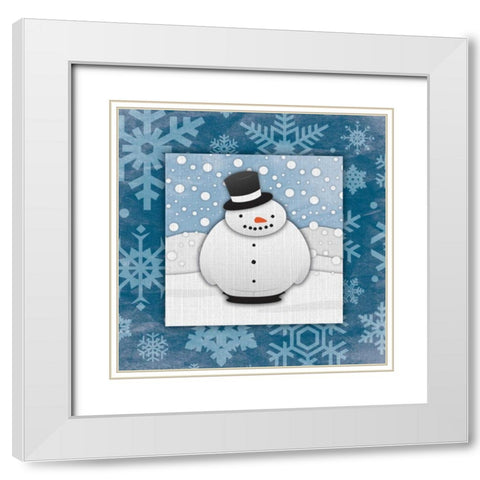 Snowman White Modern Wood Framed Art Print with Double Matting by Grey, Jace
