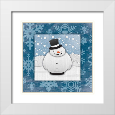 Snowman White Modern Wood Framed Art Print with Double Matting by Grey, Jace
