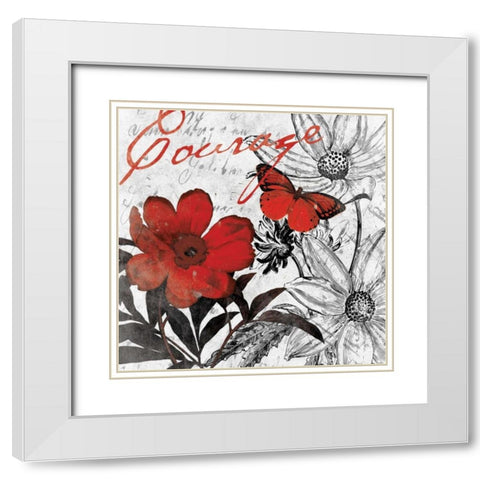 Courage floral White Modern Wood Framed Art Print with Double Matting by Grey, Jace