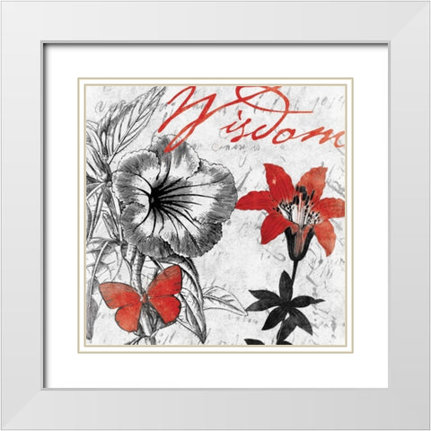 Wisdom floral White Modern Wood Framed Art Print with Double Matting by Grey, Jace