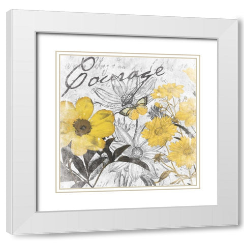 Courage floral White Modern Wood Framed Art Print with Double Matting by Grey, Jace