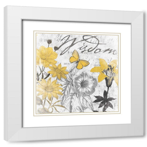 Wisdom floral White Modern Wood Framed Art Print with Double Matting by Grey, Jace