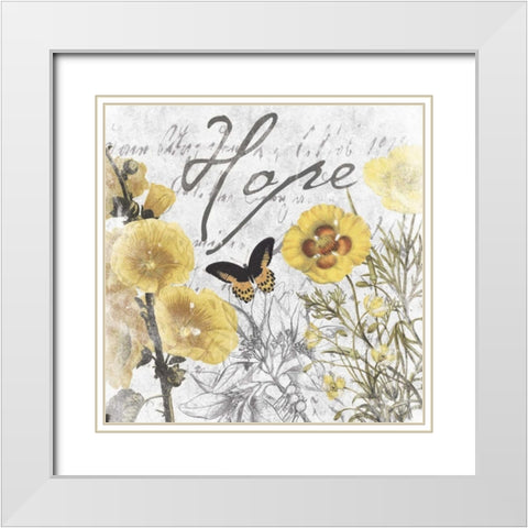 Hope floral White Modern Wood Framed Art Print with Double Matting by Grey, Jace