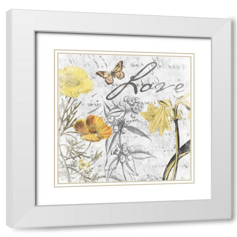 Love floral White Modern Wood Framed Art Print with Double Matting by Grey, Jace