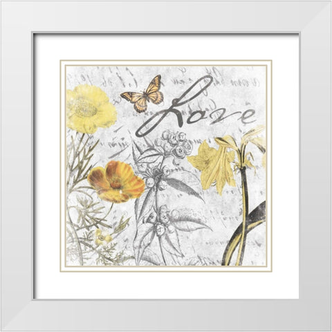 Love floral White Modern Wood Framed Art Print with Double Matting by Grey, Jace