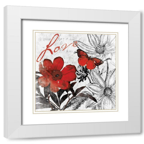 Love floral White Modern Wood Framed Art Print with Double Matting by Grey, Jace