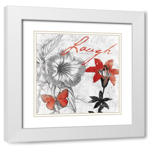 Laugh floral White Modern Wood Framed Art Print with Double Matting by Grey, Jace