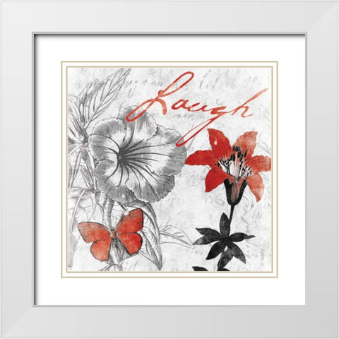 Laugh floral White Modern Wood Framed Art Print with Double Matting by Grey, Jace
