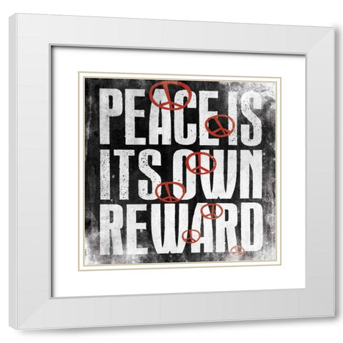 Peace 1 White Modern Wood Framed Art Print with Double Matting by Grey, Jace