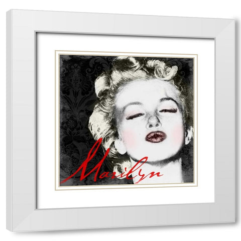 Marilyn Makeup 1 White Modern Wood Framed Art Print with Double Matting by Grey, Jace