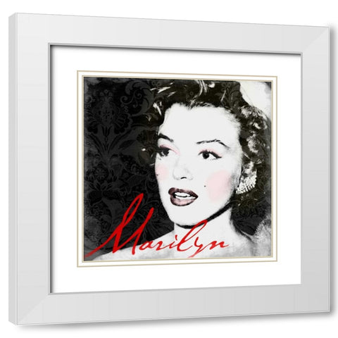 Marilyn Makeup White Modern Wood Framed Art Print with Double Matting by Grey, Jace