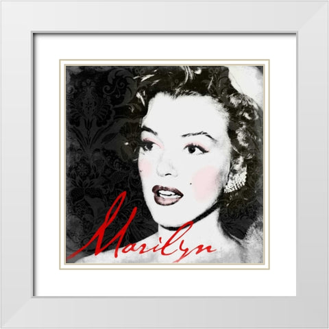 Marilyn Makeup White Modern Wood Framed Art Print with Double Matting by Grey, Jace