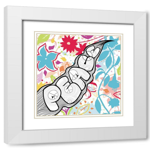 Peace 1 White Modern Wood Framed Art Print with Double Matting by Grey, Jace