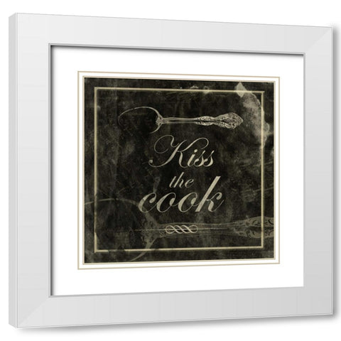 kiss the cook White Modern Wood Framed Art Print with Double Matting by Grey, Jace