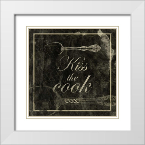 kiss the cook White Modern Wood Framed Art Print with Double Matting by Grey, Jace