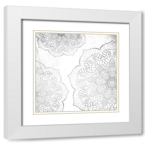 Silver Mandala White Modern Wood Framed Art Print with Double Matting by Grey, Jace