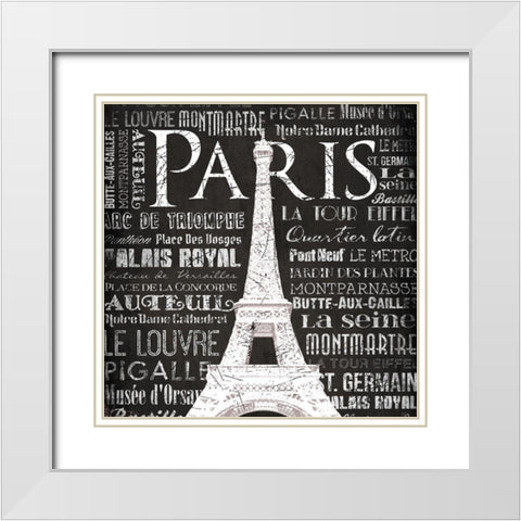 Paris Eiffel White Modern Wood Framed Art Print with Double Matting by Grey, Jace