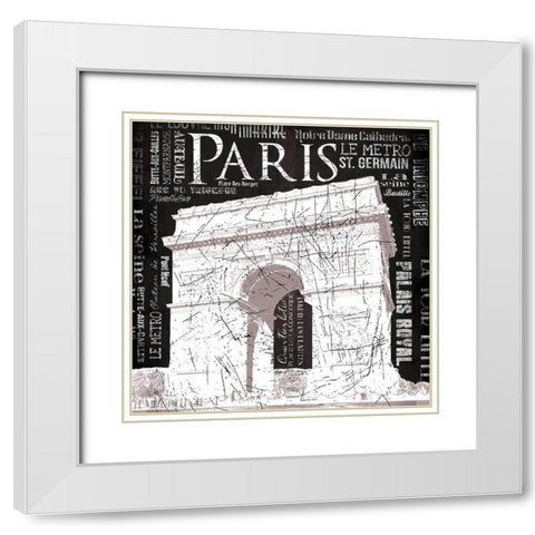 Paris Arch White Modern Wood Framed Art Print with Double Matting by Grey, Jace