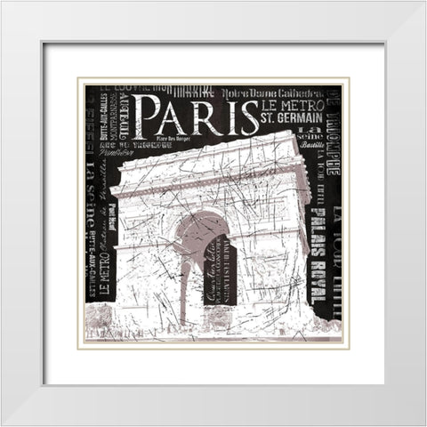 Paris Arch White Modern Wood Framed Art Print with Double Matting by Grey, Jace