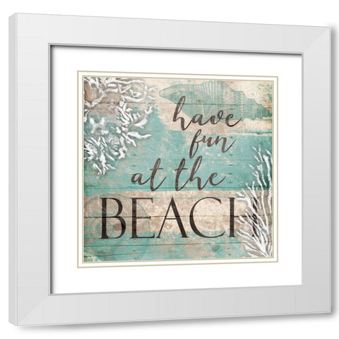 Fun Beach White Modern Wood Framed Art Print with Double Matting by Grey, Jace